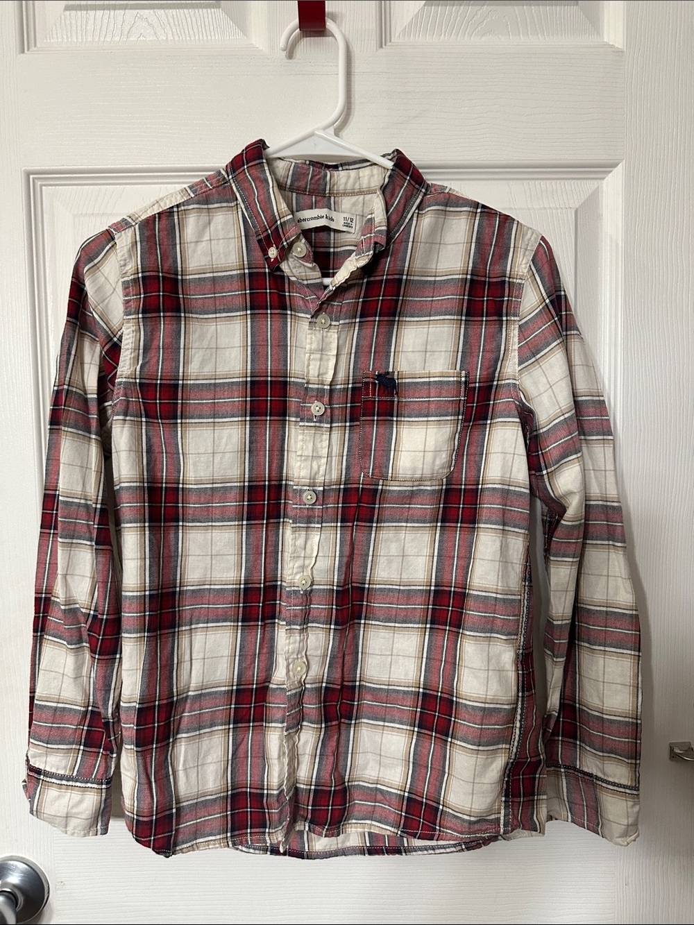 Abercrombie & Fitch Red and White Plaid Button-Up Shirt